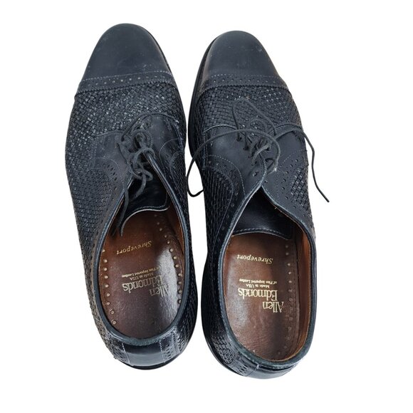 Allen Edmonds Shreveport Black Leather Lace Up Oxfords Size 9.5 Split Toe Woven - Picture 11 of 15